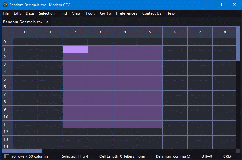 Random Decimals (Floats) in Selected Cells