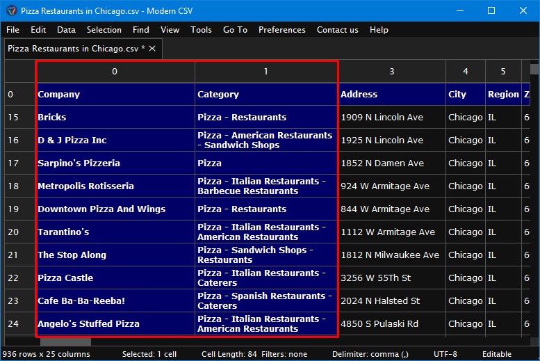 Number of Header Columns