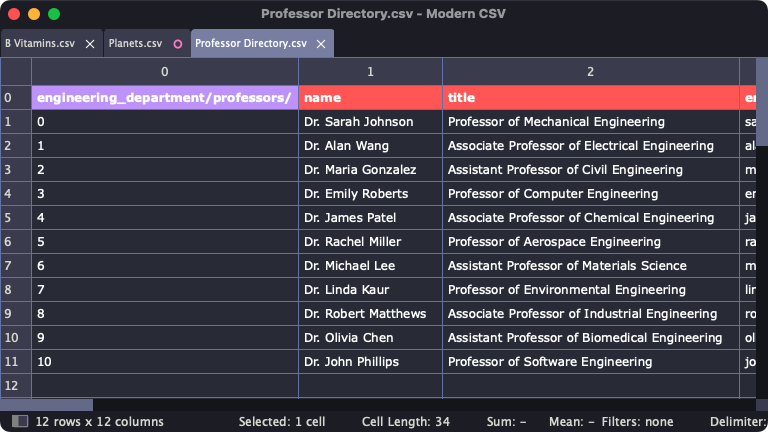Modern CSV keeps your data private.