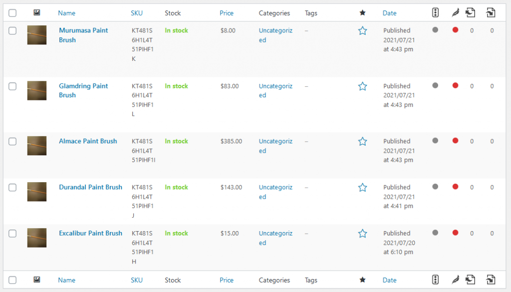 Now, all your products are in the list.