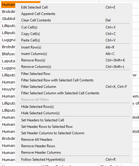 Right-click Menu