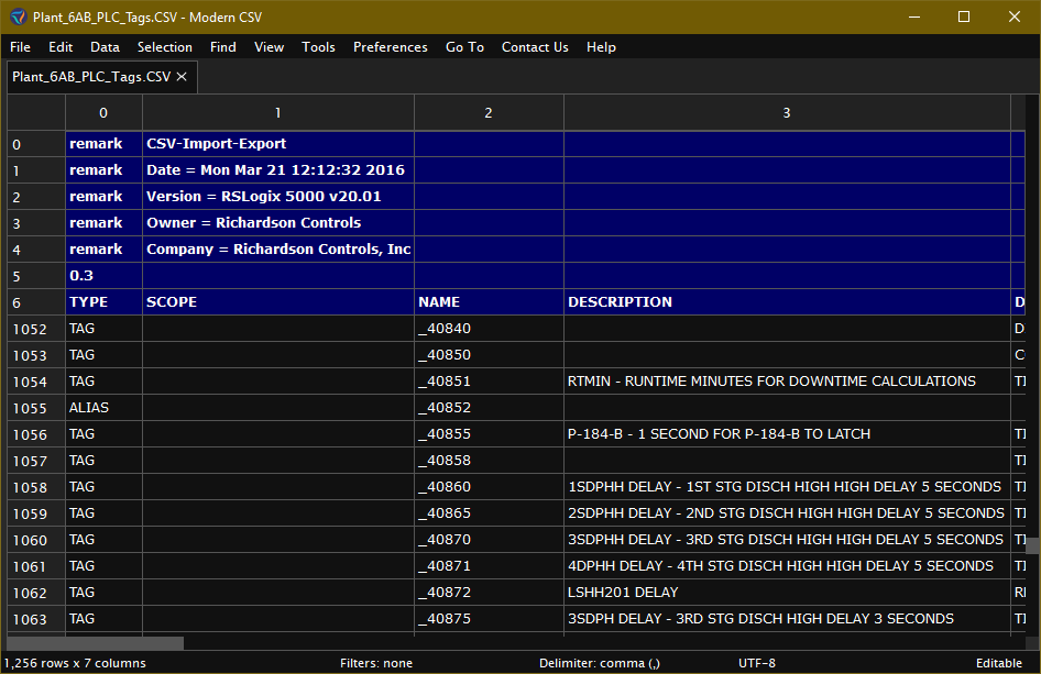 Header rows are frozen