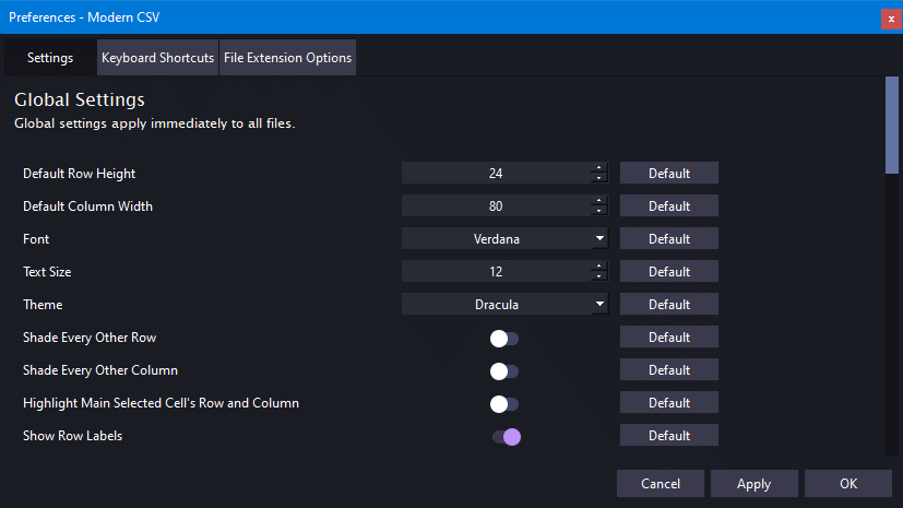 Settings Window